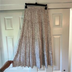 Japna Cream Tan and Black Polka Dot Tiered Skirt